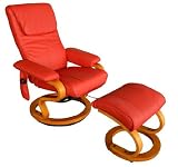 Aosom Synthetic Leather Heated / Vibrating Massage Chair w/ Ottoman - Red