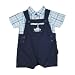 Baby : Petit Ami Newborn Boys 2pc Navy Blue Tugboat Shortall Set, 9M