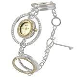 Geneva Platinum Key Toggle Jeweled Bracelet Watch by Geneva