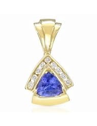 14K Yellow Gold Tanzanite and Diamond Pendant -- LIFETIME WARRANTY