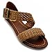 Ollio Women's Shoe Braided Side Buckle Accent Multi Color Flat Sandal