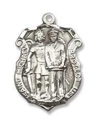 Sterling Silver St. Michael the Archangel Pendant Stainless Silver Heavy Curb Chain