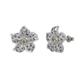Plumeria Flower Amethyst Cubic Zirconia Inlay Petal CAREFREE Sterling Silver Stud Earrings