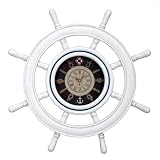 Whited-Washed Ship Wheel Clock