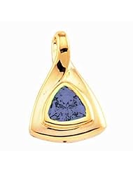 14K Yellow Gold Trillion Cut Tanzanite Pendant -- LIFETIME WARRANTY