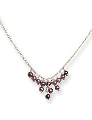 Sterling Silver 16in Violet Freshwater Cultured Pearl Necklace. Metal Wt- 4.11g