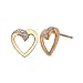 18K Yellow Gold Plated Sterling Silver Diamond Open Heart Earrings (0.01 cttw, I-J Color, I3 Clarity)