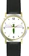 Green Body & White Winged Dragonfly or Dragon Fly - JP - WATCHBUDDY&reg; DELUXE TWO-TONE THEME WATCH - Arabic Numbers - Black Leather Strap-Size-Large ( Men's Size or Jumbo Women's Size )