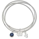 Jimmie Johnson #48 Triple NASCAR Bangle Bracelet Set w/ Blue Crystal