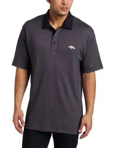 NFL Denver Broncos Men's DryTec Birdseye Polo, Navy Blue, Medium