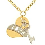 17Cable Chain Necklace with Heart /Key 'Love' Pendant