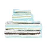 Stratford Stripe Textured Terry 6-Piece Towel Set, Mineral Stripe