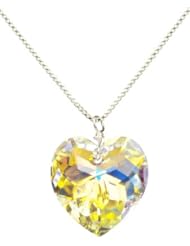 Sterling Silver and Swarovski Crystal Aurora Borealis Heart Pendant Necklace, 18"