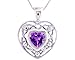 14K White Gold Open WorK Heart Gemstone title=
