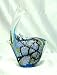 New Hand Blown Glass Elephant Blue Black Design Paperweight