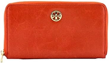 Tory Burch Dena Zip Continental Crinkle Leather Wallet Blood Orange