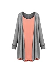 Plus Size Chiffon/Cotton Long Sleeves Tunic/Mini Dress 