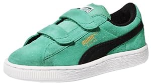 PUMA Suede Classic 2-Strap Sneaker (Toddler/Little Kid/Big Kid),Fluorescent Teal/Black,9 M US Toddler