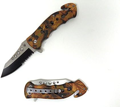 Spring Assist Folding Tactical Rescue Knife - Jungle Camo