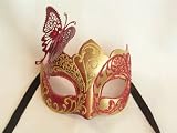 Red Laser Cut Metal Butterfly on Venetian Carnival Mask