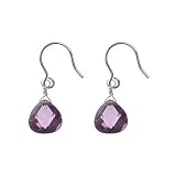 Sterling Silver Amethyst CZ 8mm Baby Drop Earrings