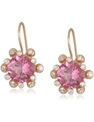 Suzy Landa 18k Rose Gold Round "Firecracker" Pink Tourmaline and Diamond Earrings