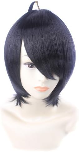 FENGSHANG Araragi Koyomi Cosplay Short Wigs Anime Blue Black 14 Inches