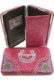 Western Cowgirl Horse Shoe Thick Flat Wallet Pink