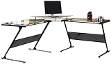 Delano L Glass Computer Desk (Black glossy) (31.25H x 65.13W x 65.13D)
