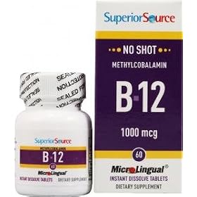Superior Source Shot Methylcobalamin B12 1000mcg (60 Instant Dissolve Micro Tablets)