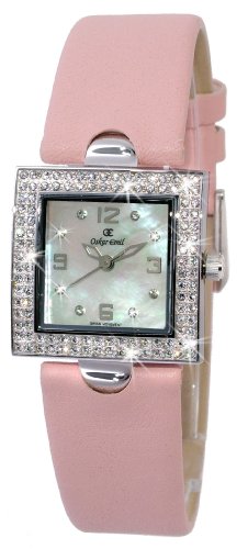 Oskar Emil St Raphael's Ladies Pink Leather Watch with Swarovski Crystal Set Bezel and Mother of Pearl Dial