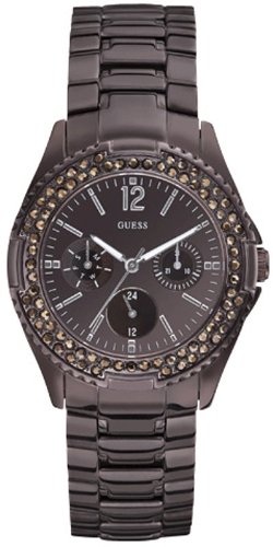 Guess Rock Candy Women's Quartz Watch With Brown Dial Analogue Display And Brown Stainless Steel Strap W15531l1 - Amazon UK