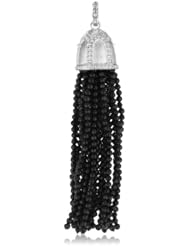 Katie Decker "Gothic" 18k White Gold Diamond Onyx Tassel Pendant Necklace