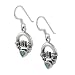 Sterling Silver Small Claddagh Design Earrings with Black Enamel & Abalone Heart Stone