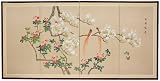 Unique Wedding Anniversary Gift - Love Birds Japanese Style Wall Art Screen Painting