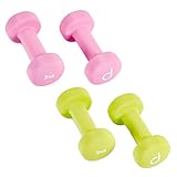 Andrew James Set of Two Green 3kg Dumbbells With 2 Year Warranty - Comfortable Easy Grip Texture