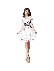 Floral Print Fit-and-Flare Polyester Short Sleeves Knee Length Skater Dress/Homecoming Dress/Party Dress/Wedding Dress/Midi Dress 