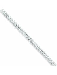 Sterling Silver Double Link Charm Bracelet 8 Inches