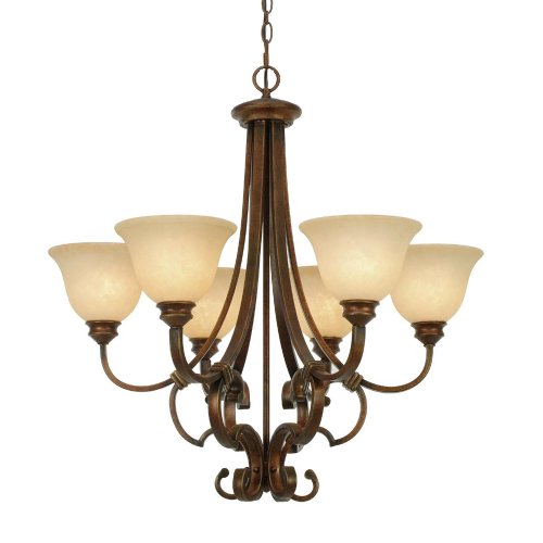 Golden Lighting 3711-6 CB Rockefeller Six Light Chandelier, Champagne Bronze Finish On Sale