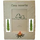 Vertical Stone Look Camp Memories Picture Photo Frame With Stainglass And Trees / Campfire 4X6