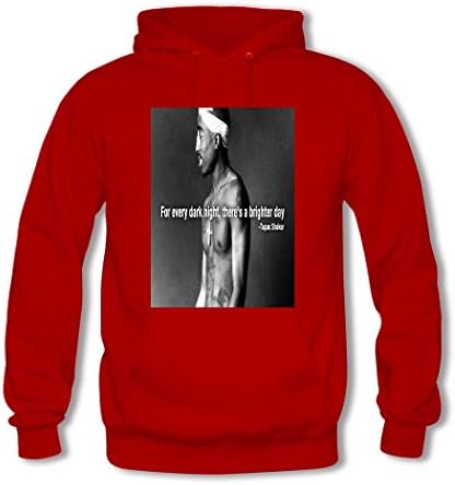SHSUE Men's Tupac Shakur Printed Cotton Hooded Sweatshirt Medium Red