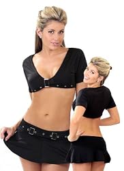 Bang! Cropped Top and Skirt Set Clubwear