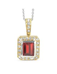 Rectagular Pendant With A Cushion Center Stone In 18K Yellow Gold With A 0.80 ct. Genuine Garnet Center Stone.