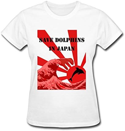 QPWDG Womens Save Dolphin Customized 100% Cotton O-Neck Short Sleeve T Shirts White