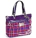 Coach Tartan Plaid Poppy Glam Shopper Bag Purse Tote Berry Multi 15886