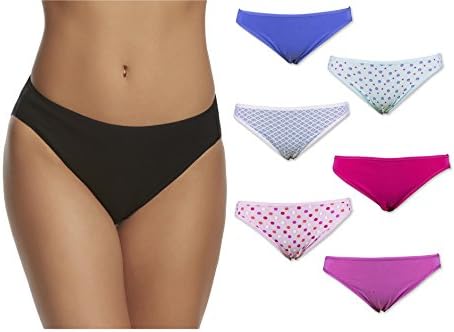 Felina Women's 6 Pack Cotton Stretch Sexy Active Bikini Pantys (Large ( 7 ), 6 Pair - Pinks &amp; Blues)