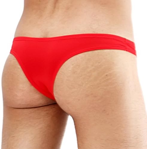 Men's Thong Briefs Red Mini Undershorts Low Rise (S)