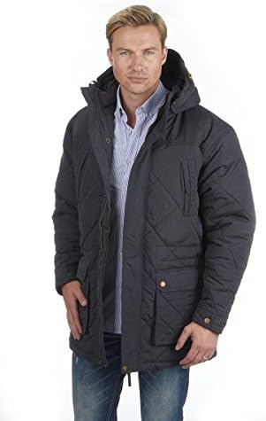 URBAN REVIVIAL Mens Quilted Water And Wind Resistant Hooded Parka Coat Jacket