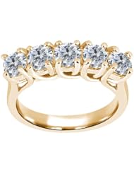 1.35 Ct Round G/H SI2 Diamond 925 Yellow Gold Plated Silver Ring