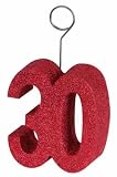 Beistle 50751-30 Red Glittered 30 Photo And Balloon Holder - Pack of 6